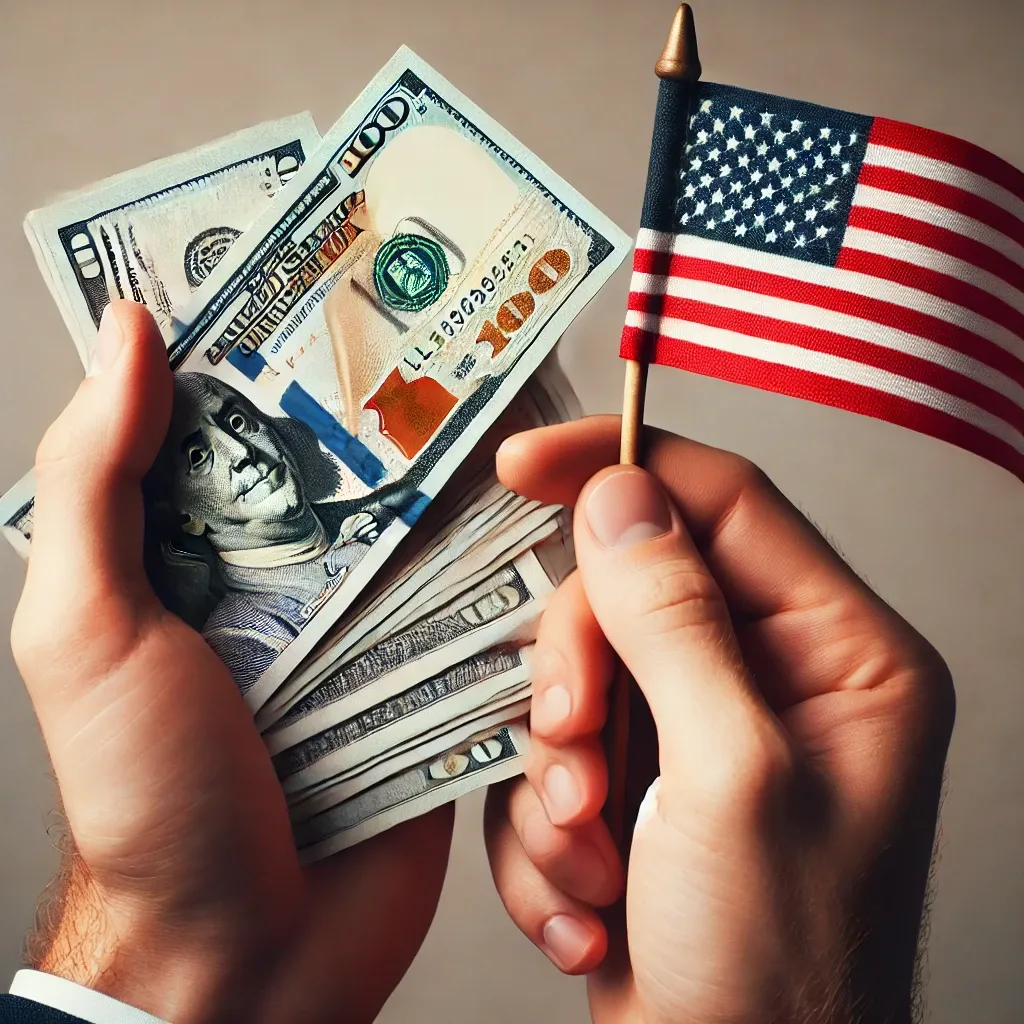 Cash dollar with little American flag on it